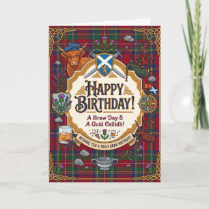 Carte d'anniversaire humour tartan écossais