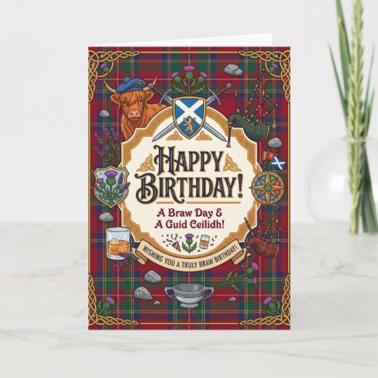 Carte d'anniversaire humour tartan écossais (Devant)
