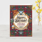 Carte d'anniversaire humour tartan écossais (Fleur jaune)