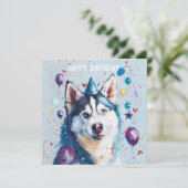 Carte d'anniversaire Husky / Malamute (Debout devant)