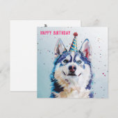 Carte d'anniversaire Husky / Malamute (Devant / Derrière)