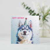Carte d'anniversaire Husky / Malamute (Debout devant)