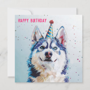 Carte d'anniversaire Husky / Malamute