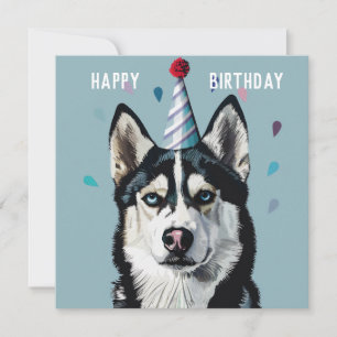 Carte d'anniversaire Husky / Malamute