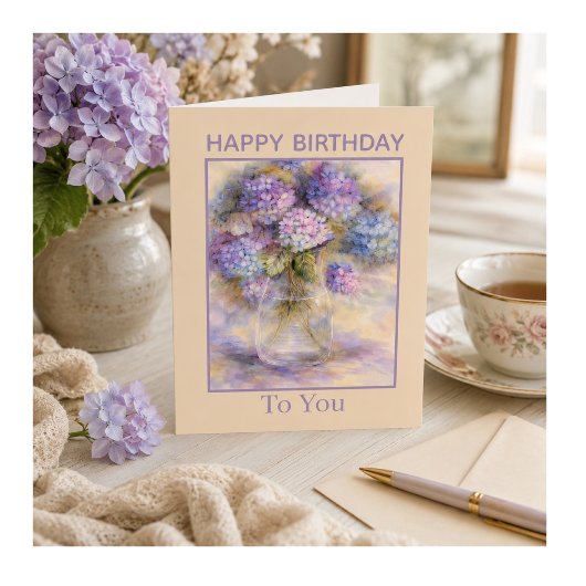 Carte d'anniversaire Hydrangea | Carte florale vio