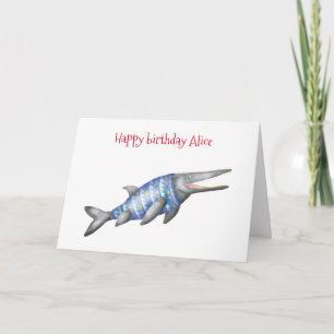 Carte d'anniversaire Ichthyosaur personnalisée