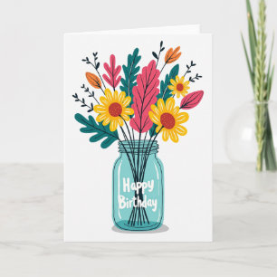 Carte d'anniversaire illustrative de bonne humeur
