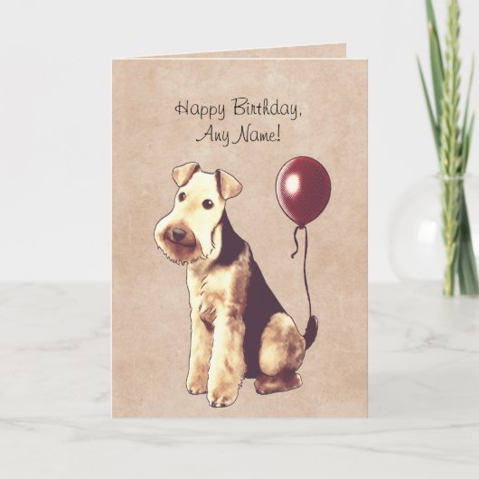Carte d'anniversaire illustrée Airedale Terrier (Devant)