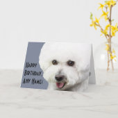 Carte d'anniversaire illustrée Bichon Frise (Fleur jaune)