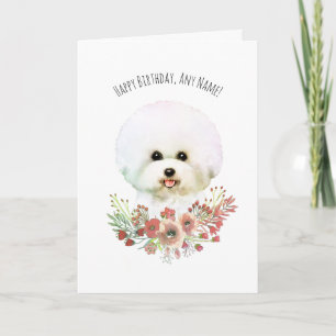 Carte d'anniversaire illustrée Bichon Frise
