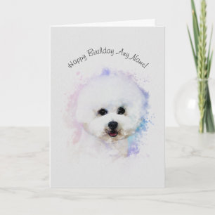 Carte d'anniversaire illustrée Bichon Frise