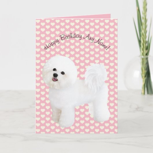 Carte d'anniversaire illustrée Bichon Frise (Devant)