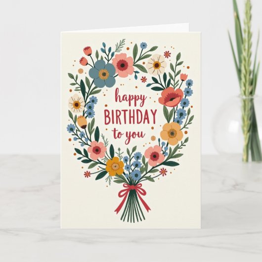 Carte d'anniversaire illustrée botanique (Devant)