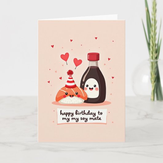 Carte d'anniversaire illustrée de sushi (Devant)