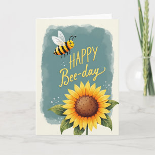 Carte d'anniversaire illustrée de tournesol sous l