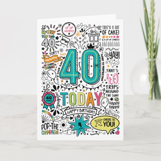 Carte d'anniversaire imprimable 40 ans (Devant)