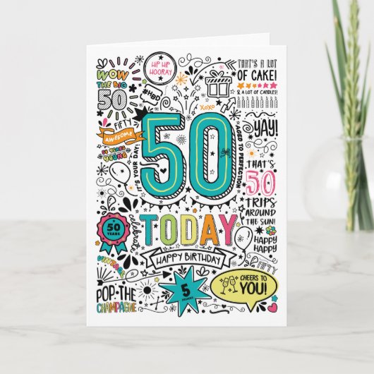Carte d'anniversaire imprimable pour 50 ans (Devant)