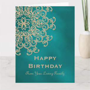 CARTE D'ANNIVERSAIRE INDIENNE TEINTE DE TEAL ET D'