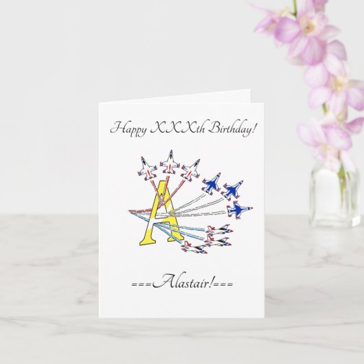 Carte d'anniversaire initiale A Thunderbirds (Orchidée)