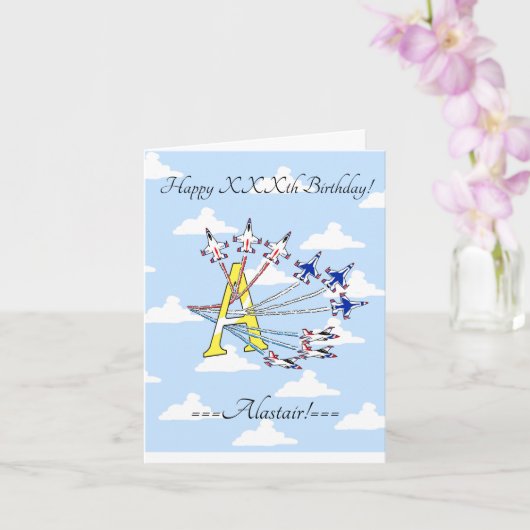 Carte d'anniversaire initiale A Thunderbirds Blue  (Orchidée)