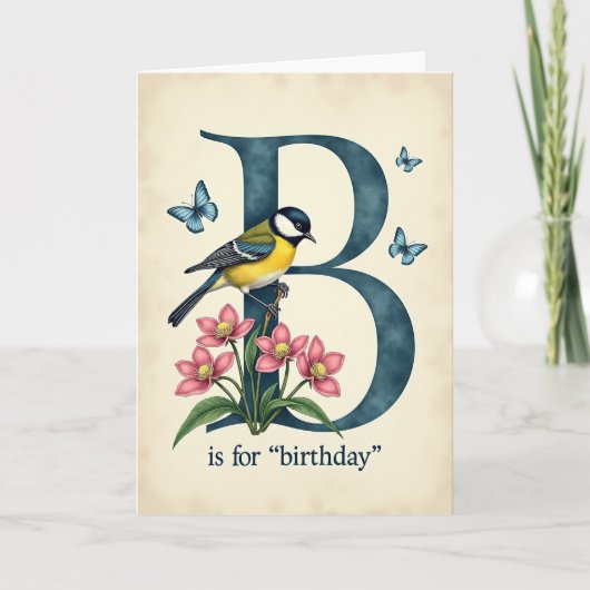 Carte d'anniversaire initiale sarcelle (Devant)