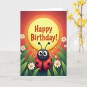 Carte d'anniversaire Insecte Joyeux (Fleur jaune)