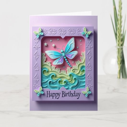 Carte d'anniversaire Insecte Rose Rêveur (Devant)
