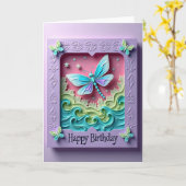 Carte d'anniversaire Insecte Rose Rêveur (Fleur jaune)