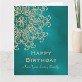 CARTE D'ANNIVERSAIRE INSPIRÉE DE L'INDE TEAL ET OR (Devant)