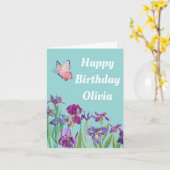 carte d'anniversaire iris bleu (Fleur jaune)