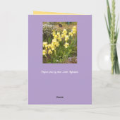 Carte d'anniversaire Iris Jaune et Fleurs de chat (Dos)