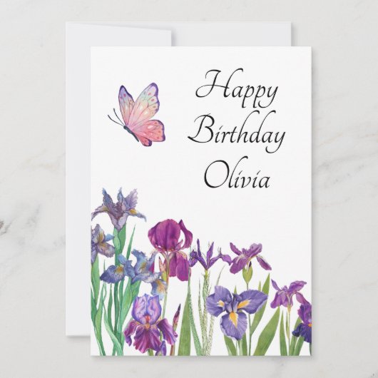 Carte d'anniversaire Iris Pumila (Devant)