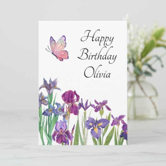 Carte d'anniversaire Iris Pumila (Debout devant)