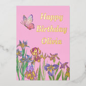 carte d'anniversaire iris rose (Recto)