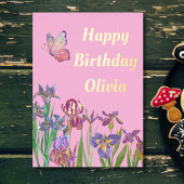 carte d'anniversaire iris rose