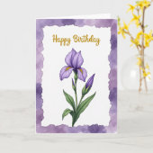 Carte d'anniversaire Iris Violet (Fleur jaune)