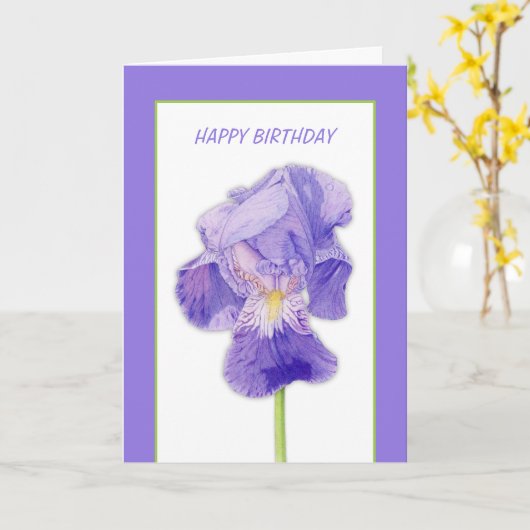 Carte d'anniversaire Iris violet (Fleur jaune)
