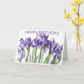 Carte d'anniversaire Irises (vide) (Fleur jaune)