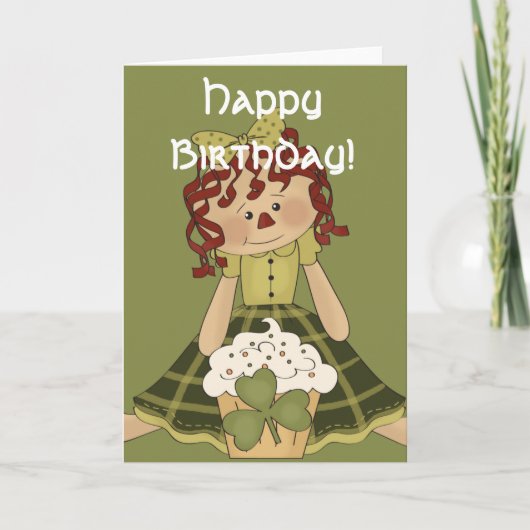 Carte d'anniversaire irlandaise RagDoll d1 joyeuse (Devant)