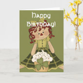 Carte d'anniversaire irlandaise RagDoll d1 joyeuse (Fleur jaune)