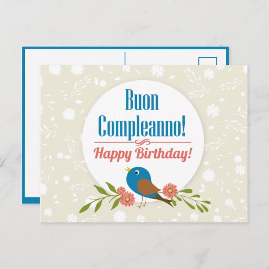 Carte d'anniversaire italienne (Devant / Derrière)