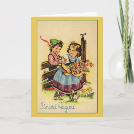Carte d'anniversaire italienne vintage Sinceri Aug (Devant)