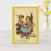 Carte d'anniversaire italienne vintage Sinceri Aug (Fleur jaune)