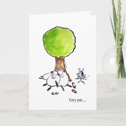 Carte d'anniversaire ivre de moutons (Devant)