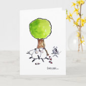 Carte d'anniversaire ivre de moutons (Fleur jaune)