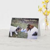 Carte d'anniversaire Jack Russell (Fleur jaune)