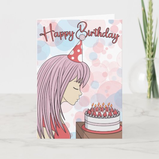 Carte d'anniversaire japonaise Anime Girl (Devant)