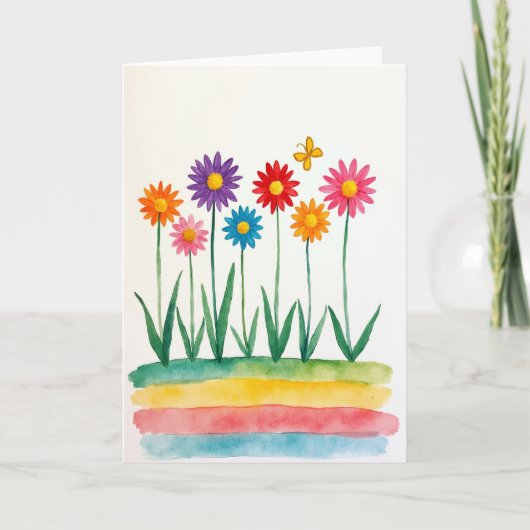 Carte d'anniversaire Jardin Coloré (Devant)