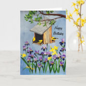 Carte d'anniversaire jaune de pinson (Fleur jaune)