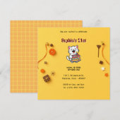 Carte d'anniversaire jaune minimaliste avec gâteau (Devant / Derrière)